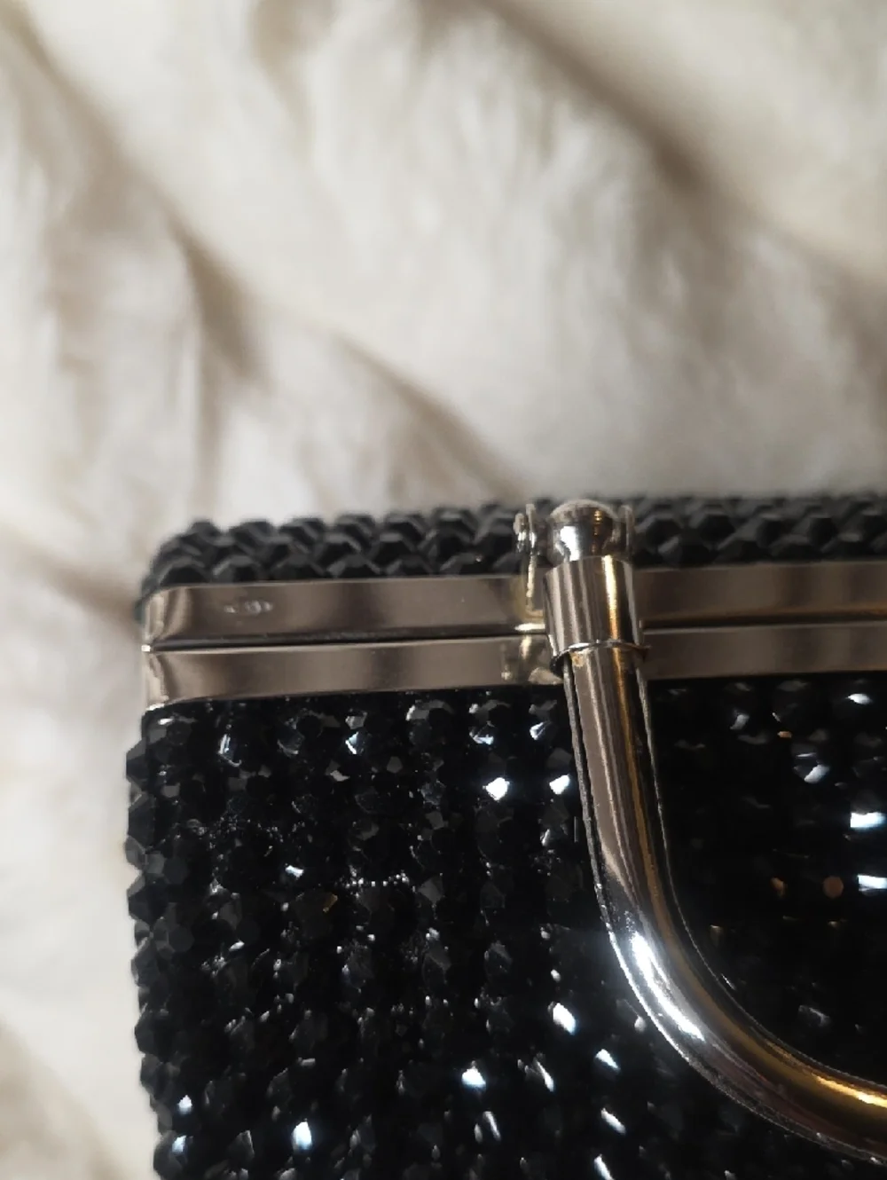 Black Beaded Evening Clutch Bag